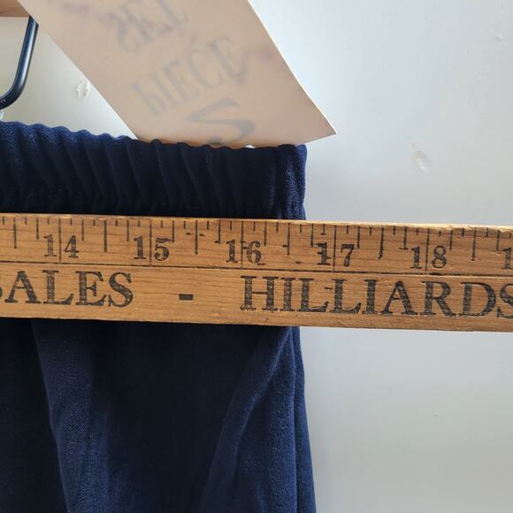 R & K Original Pant Suit Women 14 Two Piece Set Button Navy Velvet Pull On Pants - Picture 9 of 13